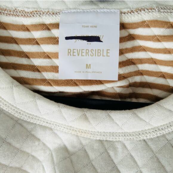 J.Crew Women's reversible quilted pullover crewneck sweater white/stripe-Size M - Picture 8 of 8